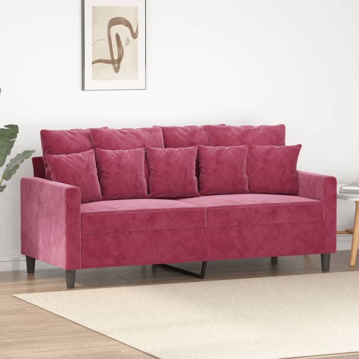 Dvivietė sofa, raudonojo vyno spalvos, 140cm, aksomas