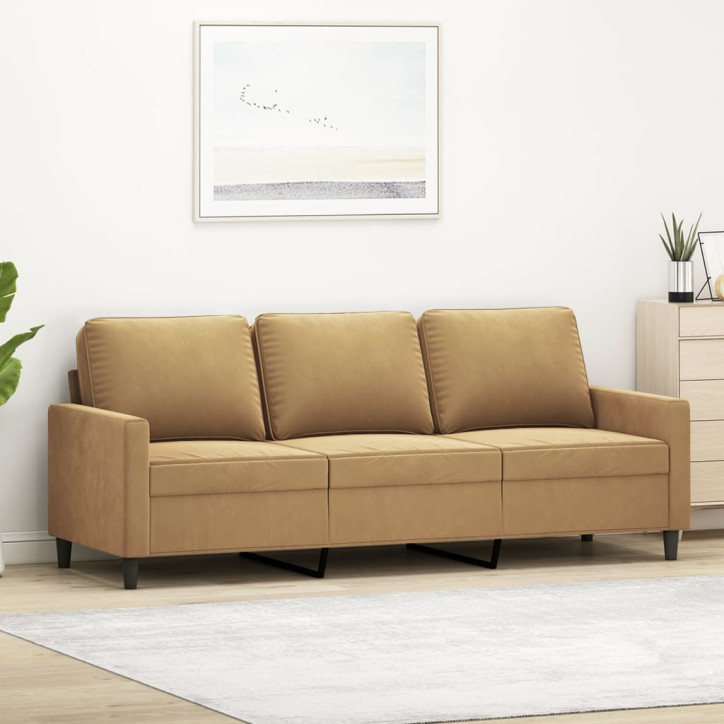 Trivietė sofa, rudos spalvos, 180cm, aksomas