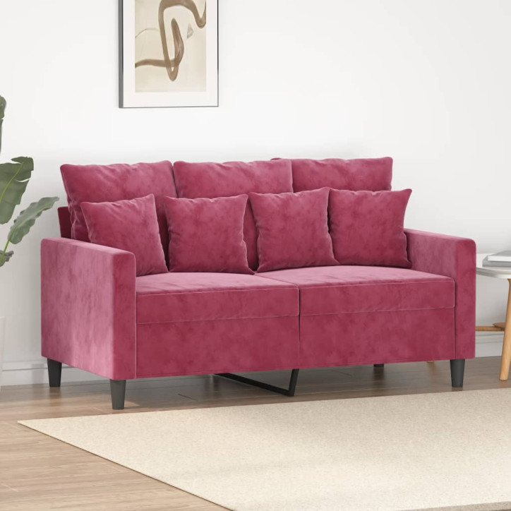 Dvivietė sofa, raudonojo vyno spalvos, 120cm, aksomas