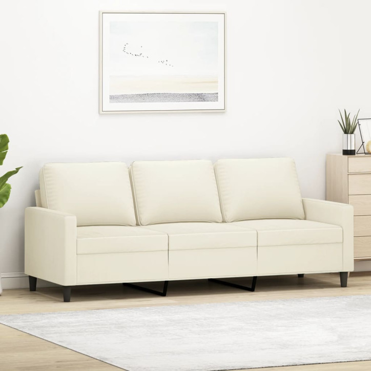 Trivietė sofa, kreminės spalvos, 180cm, aksomas