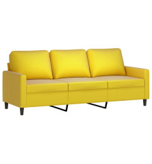 Trivietė sofa, geltonos spalvos, 180cm, aksomas