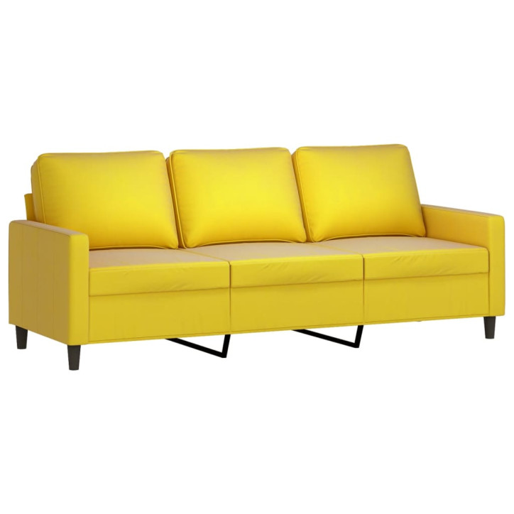 Trivietė sofa, geltonos spalvos, 180cm, aksomas