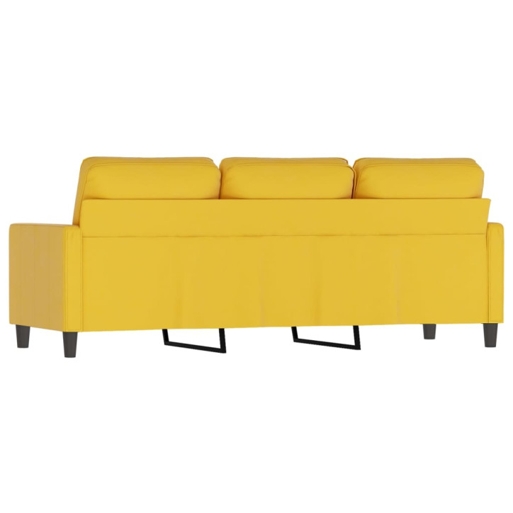 Trivietė sofa, geltonos spalvos, 180cm, aksomas