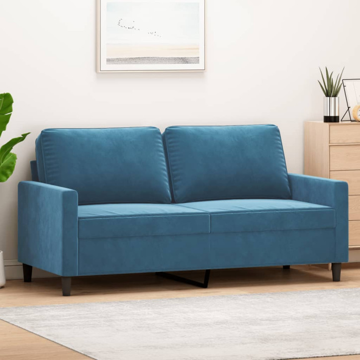 Dvivietė sofa, mėlynos spalvos, 140cm, aksomas