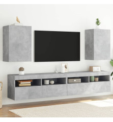 Sieninės TV spintelės, 2vnt., betono, 40,5x30x60cm, mediena