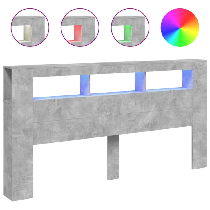 LED galvūgalis, betono, 200x18,5x103,5cm, apdirbta mediena