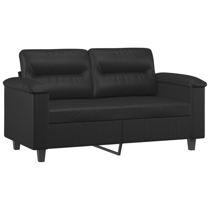 Dvivietė sofa su pagalvėlėmis, juoda, 120cm, dirbtinė oda