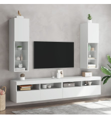 TV spintelės su LED lemputėmis, 2vnt., baltos, 30,5x30x102cm