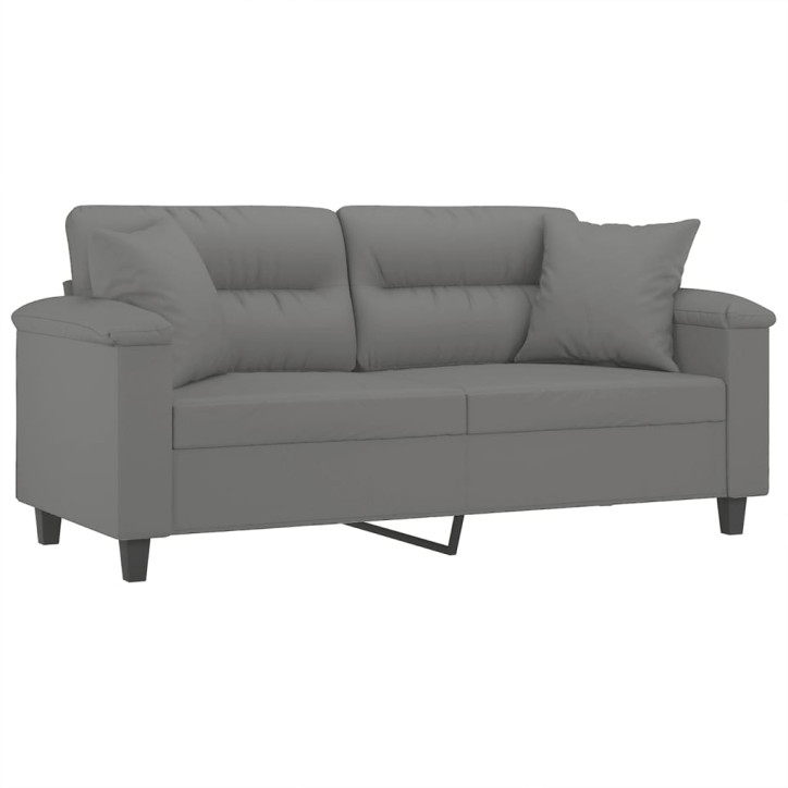 Dvivietė sofa su pagalvėmis, pilka, 140cm, mikropluošto audinys