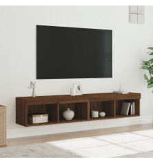 TV spintelės su LED, 2vnt., rudos ąžuolo, 80x30x30cm