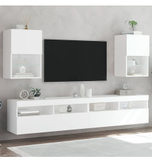 TV spintelės su LED lemputėmis, 2vnt., baltos, 40,5x30x60cm