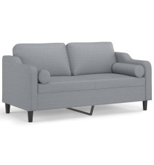 Dvivietė sofa su pagalvėlėmis, šviesiai pilka, 140cm, audinys