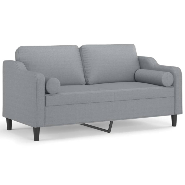 Dvivietė sofa su pagalvėlėmis, šviesiai pilka, 140cm, audinys