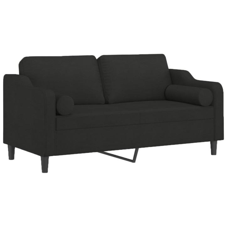 Dvivietė sofa su pagalvėlėmis, juodos spalvos, 140cm, audinys