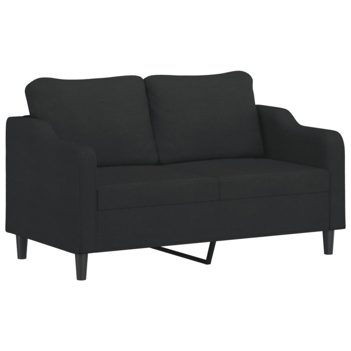 Dvivietė sofa su pagalvėlėmis, juodos spalvos, 140cm, audinys