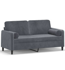 Dvivietė sofa su pagalvėlėmis, tamsiai pilka, 140cm, aksomas