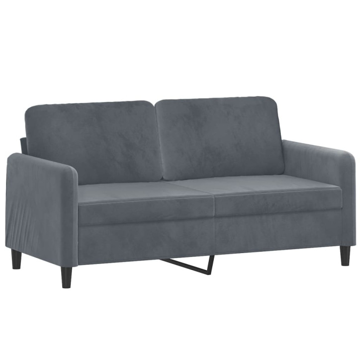 Dvivietė sofa su pagalvėlėmis, tamsiai pilka, 140cm, aksomas