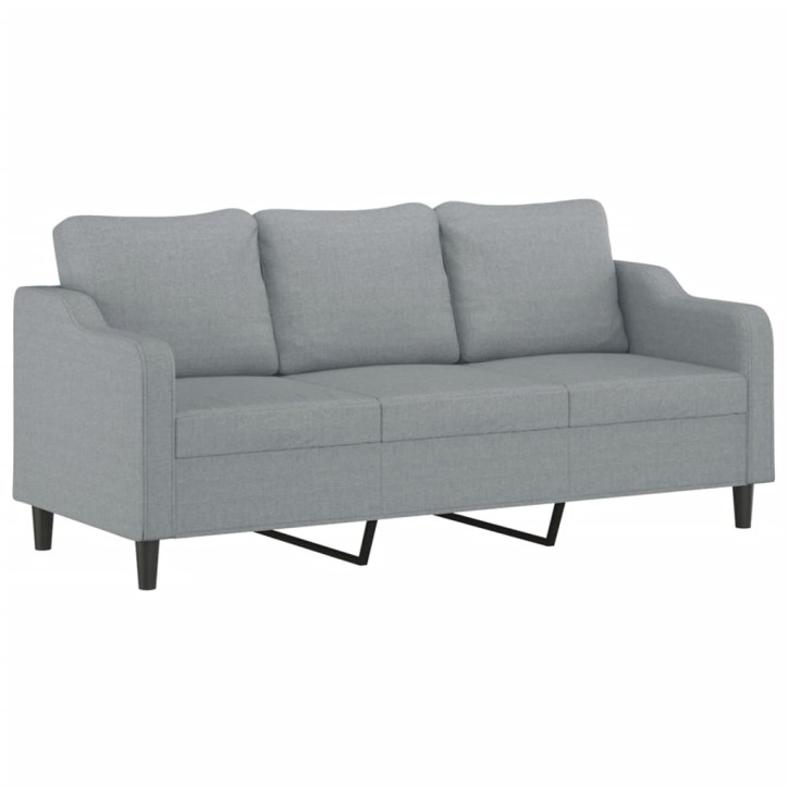 Trivietė sofa su pagalvėlėmis, šviesiai pilka, 180cm, audinys