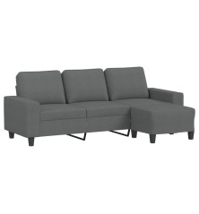 Trivietė sofa su pakoja, tamsiai pilkos spalvos, 180cm, audinys