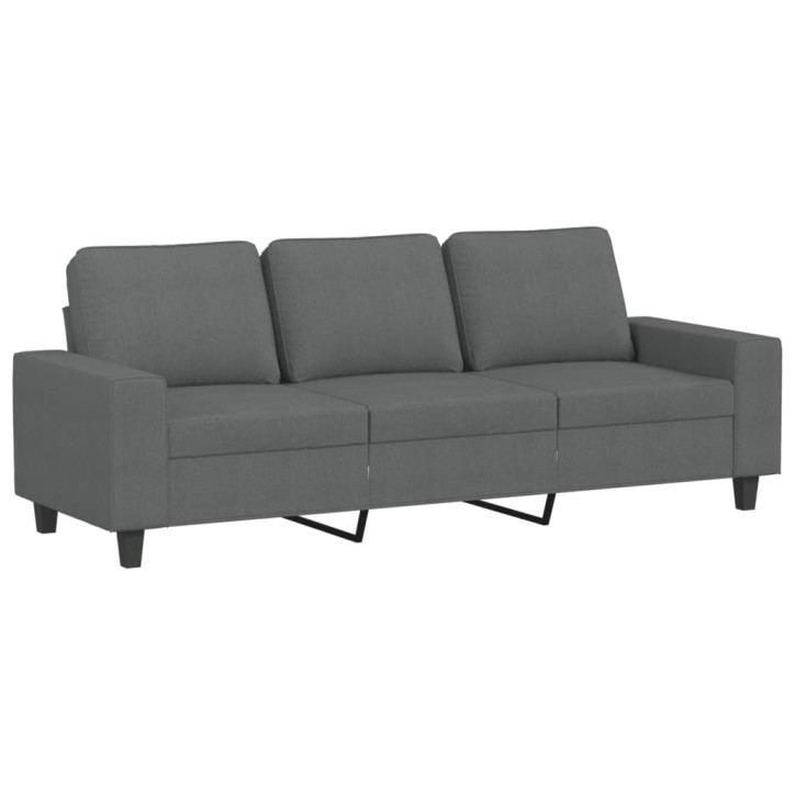 Trivietė sofa su pakoja, tamsiai pilkos spalvos, 180cm, audinys