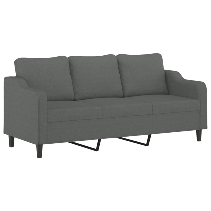 Trivietė sofa su pagalvėlėmis, tamsiai pilka, 180cm, audinys