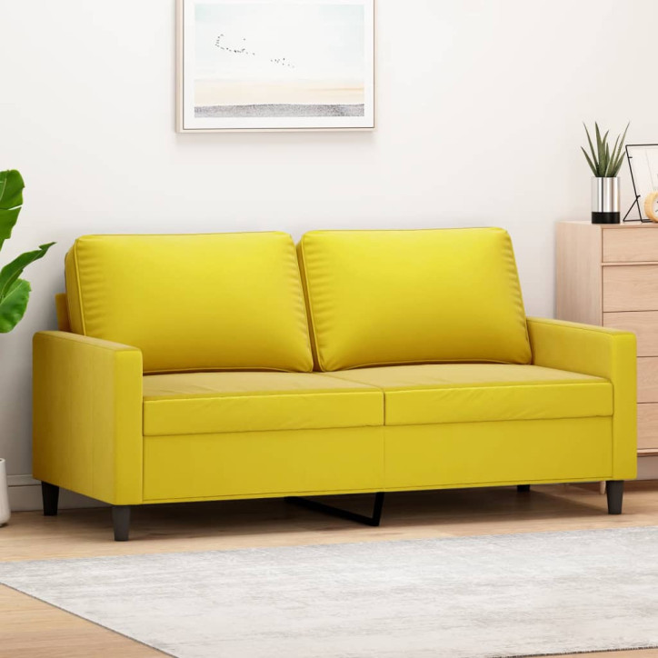 Dvivietė sofa, geltonos spalvos, 140cm, aksomas