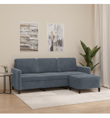 Trivietė sofa su pakoja, tamsiai pilkos spalvos, 180cm, aksomas