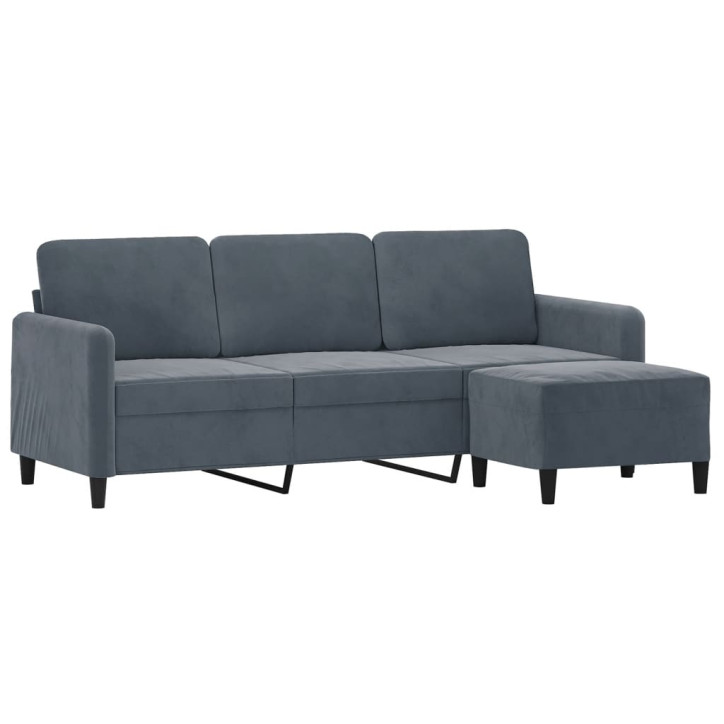 Trivietė sofa su pakoja, tamsiai pilkos spalvos, 180cm, aksomas