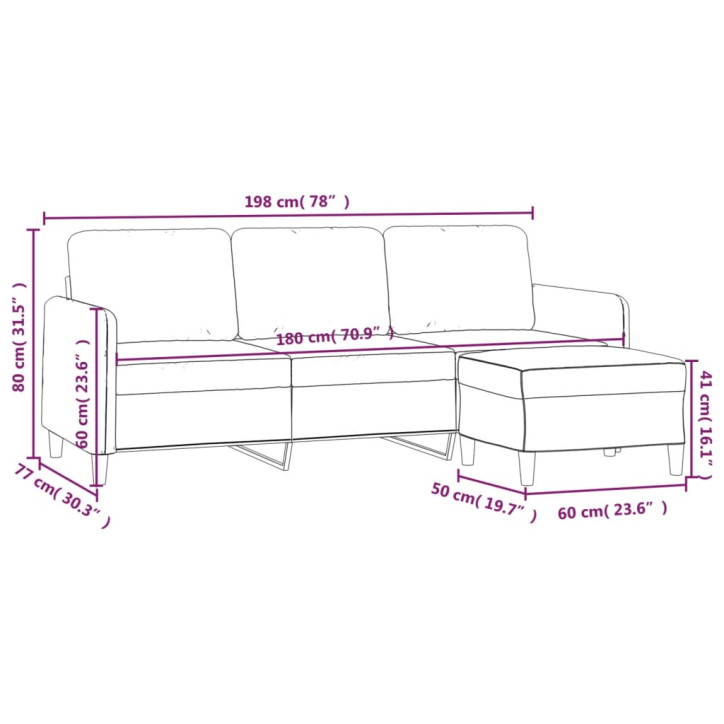 Trivietė sofa su pakoja, tamsiai pilkos spalvos, 180cm, aksomas