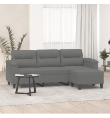 Trivietė sofa su pakoja, tamsiai pilka, 180cm, audinys