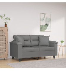 Dvivietė sofa su pagalvėmis, pilka, 120cm, mikropluošto audinys