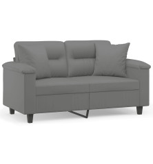 Dvivietė sofa su pagalvėmis, pilka, 120cm, mikropluošto audinys