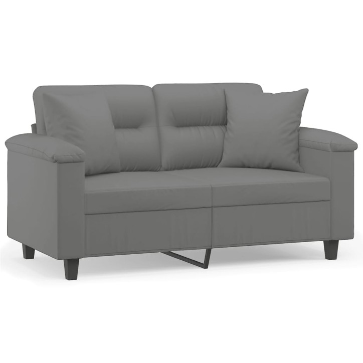 Dvivietė sofa su pagalvėmis, pilka, 120cm, mikropluošto audinys