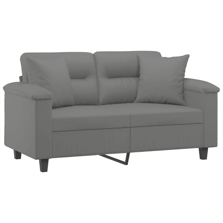 Dvivietė sofa su pagalvėmis, pilka, 120cm, mikropluošto audinys