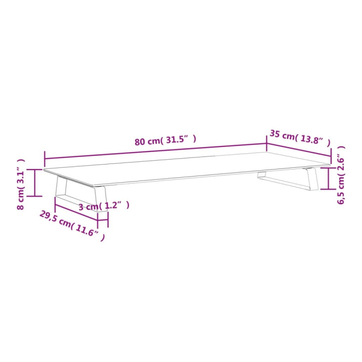 Monitoriaus stovas, juodas, 80x35x8cm, stiklas ir metalas