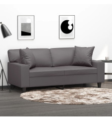 Dvivietė sofa su pagalvėlėmis, pilka, 140cm, dirbtinė oda