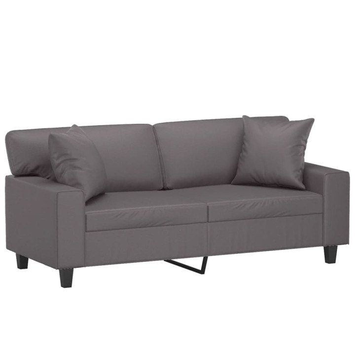 Dvivietė sofa su pagalvėlėmis, pilka, 140cm, dirbtinė oda