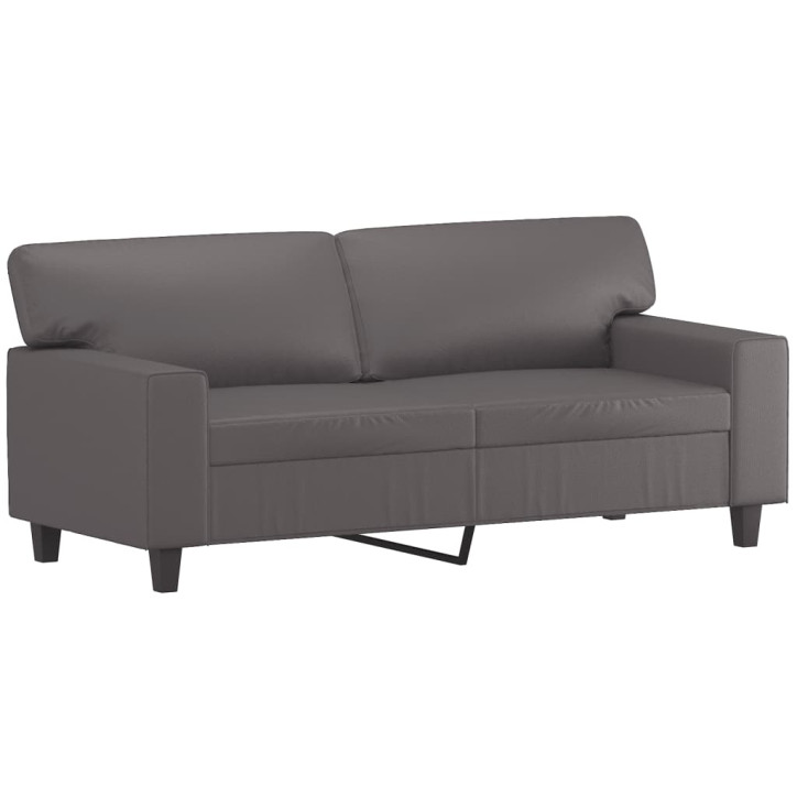 Dvivietė sofa su pagalvėlėmis, pilka, 140cm, dirbtinė oda