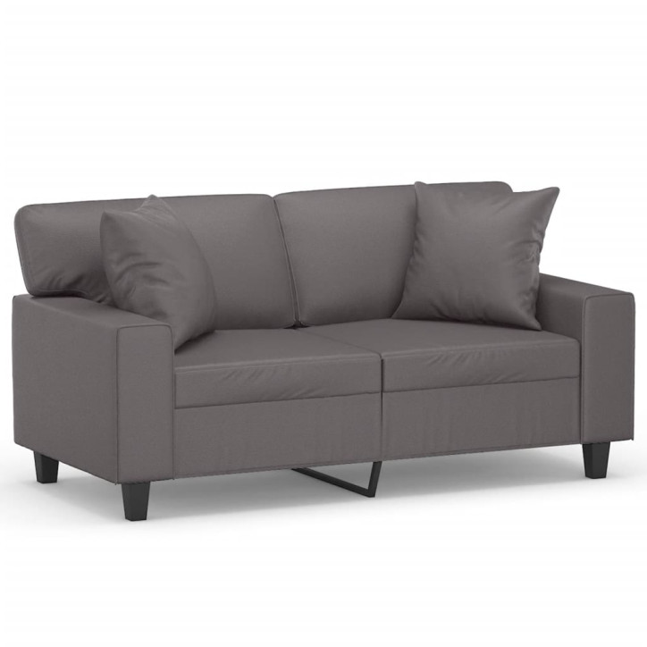 Dvivietė sofa su pagalvėlėmis, pilka, 120cm, dirbtinė oda