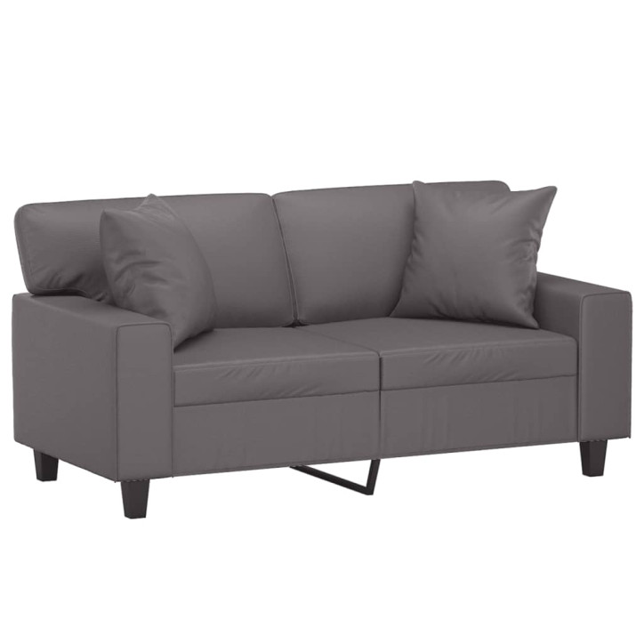 Dvivietė sofa su pagalvėlėmis, pilka, 120cm, dirbtinė oda