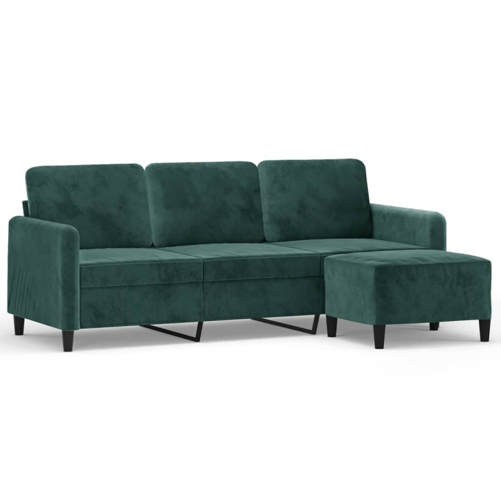 Trivietė sofa su pakoja, tamsiai žalios spalvos, 180cm, aksomas