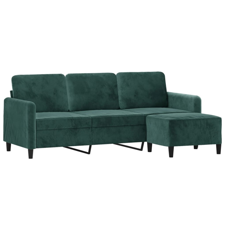 Trivietė sofa su pakoja, tamsiai žalios spalvos, 180cm, aksomas