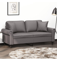 Dvivietė sofa su pagalvėlėmis, pilka, 140cm, dirbtinė oda