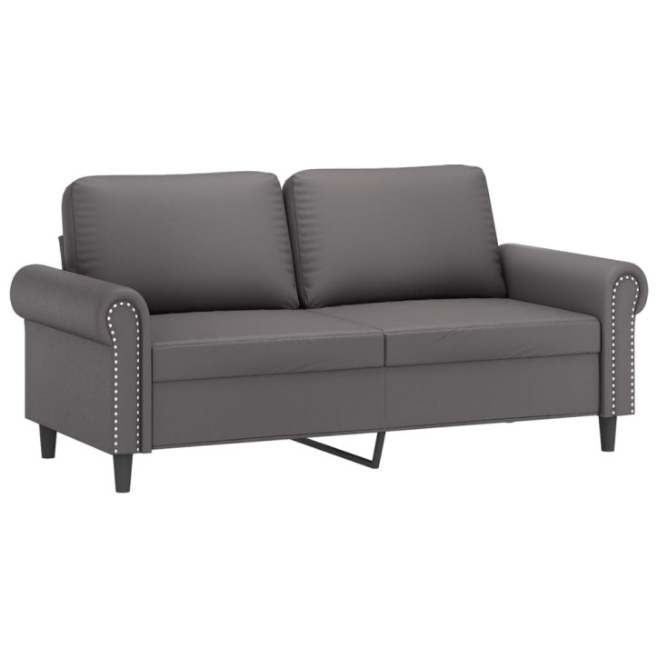 Dvivietė sofa su pagalvėlėmis, pilka, 140cm, dirbtinė oda