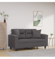 Dvivietė sofa su pagalvėlėmis, pilka, 120cm, dirbtinė oda