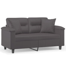 Dvivietė sofa su pagalvėlėmis, pilka, 120cm, dirbtinė oda