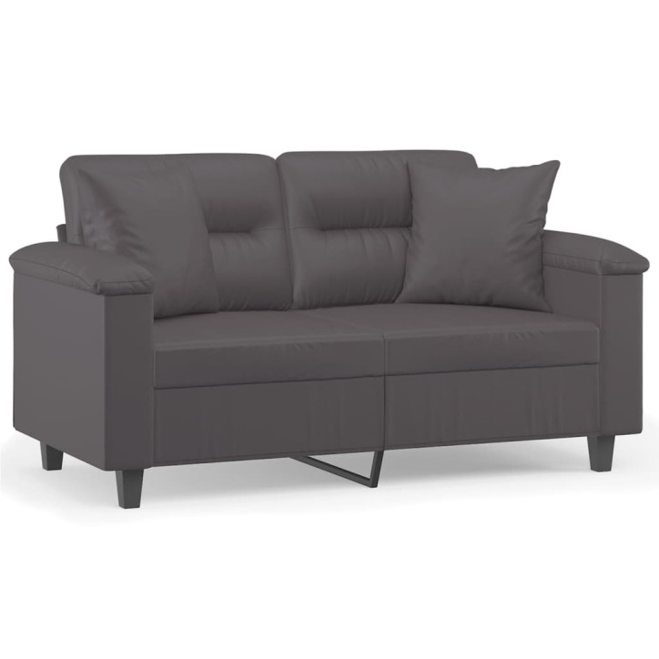 Dvivietė sofa su pagalvėlėmis, pilka, 120cm, dirbtinė oda