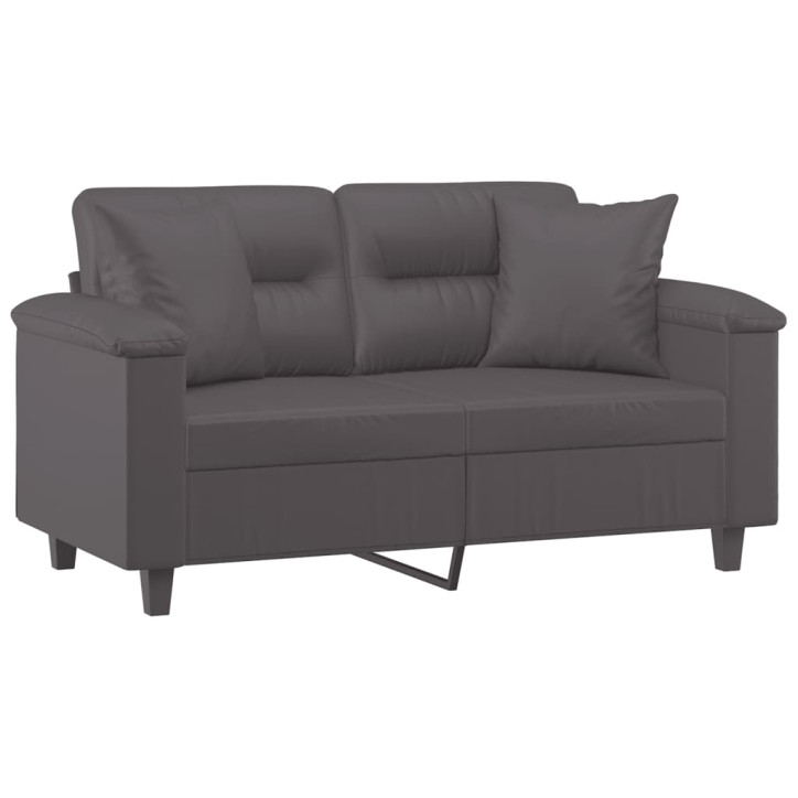 Dvivietė sofa su pagalvėlėmis, pilka, 120cm, dirbtinė oda