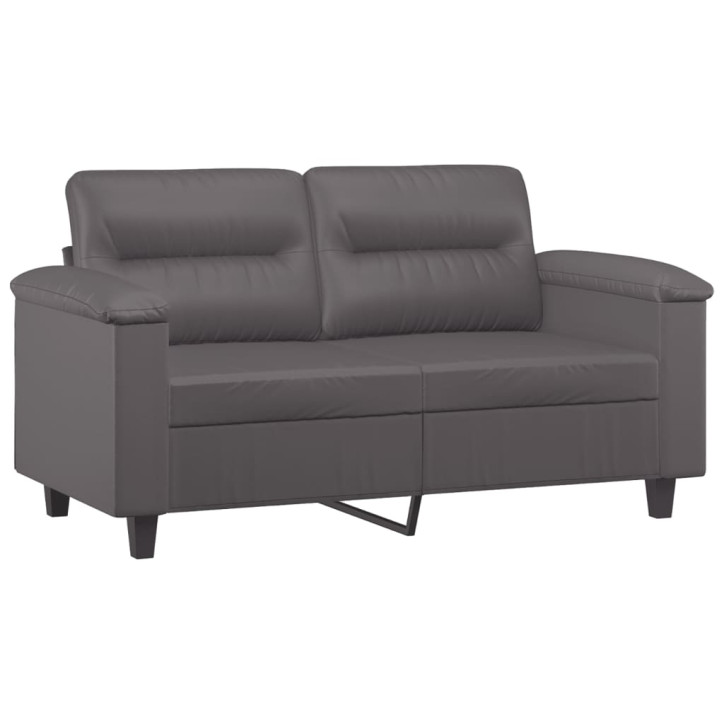 Dvivietė sofa su pagalvėlėmis, pilka, 120cm, dirbtinė oda