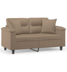 Dvivietė sofa su pagalvėlėmis, kapučino, 120cm, dirbtinė oda